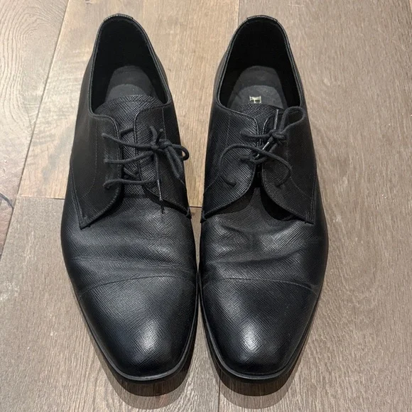 Prada Classic Black Leather Derbys